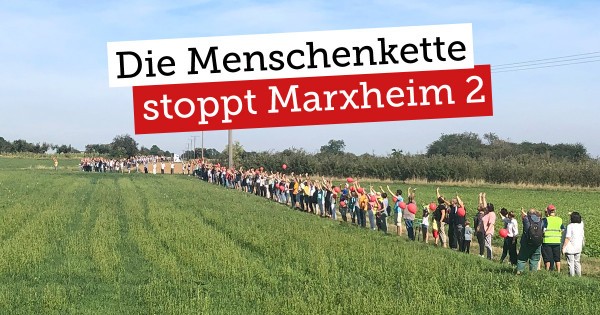 BI „Feld statt Beton – stoppt Marxheim 2“ formiert Menschenkette - DANKE!