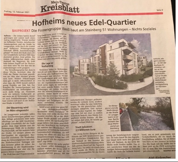 Hofheims neues Baugebiet - teuer!